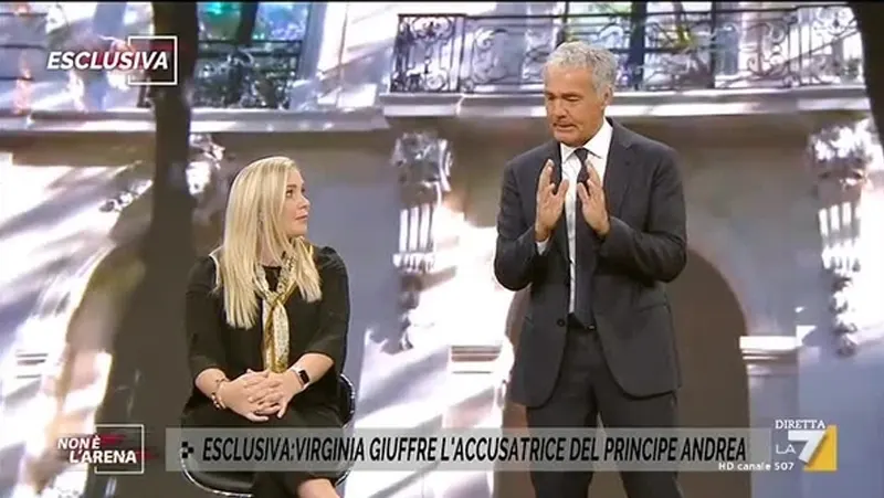 Virginia Giuffrè è stata una delle prime a parlare in TV sugli abusi sessuali del principe Andrea (ne parla Massimo Giletti) Massimo Giletti intervista a Giuffrè
